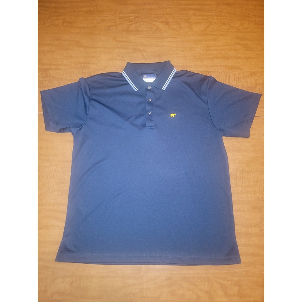 Jack Nicklaus Polo Shirt Mens Med Blue Golden Bear Golf Button Short Sleeve C8